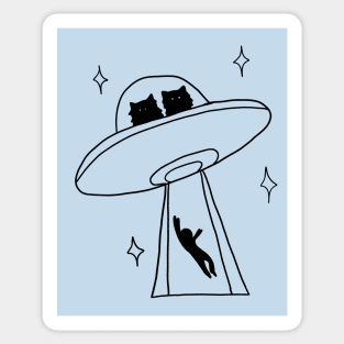 cat alien abduction line art Sticker